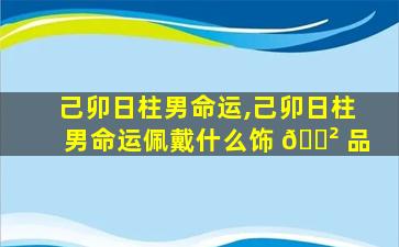 己卯日柱男命运,己卯日柱男命运佩戴什么饰 🌲 品